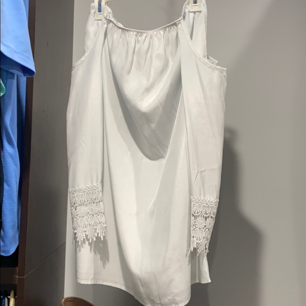 White Strapless Longsleeve Dress